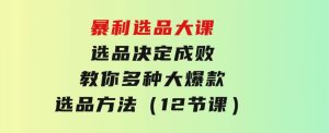 暴利选品大课：选品决定成败，教你多种大爆款选品方法（12节课）-财仔梦想资源网