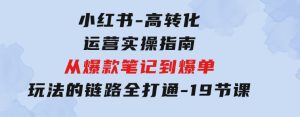 小红书-高转化运营实操指南，从爆款笔记到爆单玩法的链路全打通-19节课-财仔梦想资源网