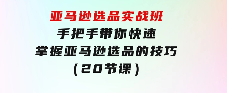 亚马逊选品实战班，手把手带你快速掌握亚马逊选品的技巧（20节课）-财仔梦想资源网