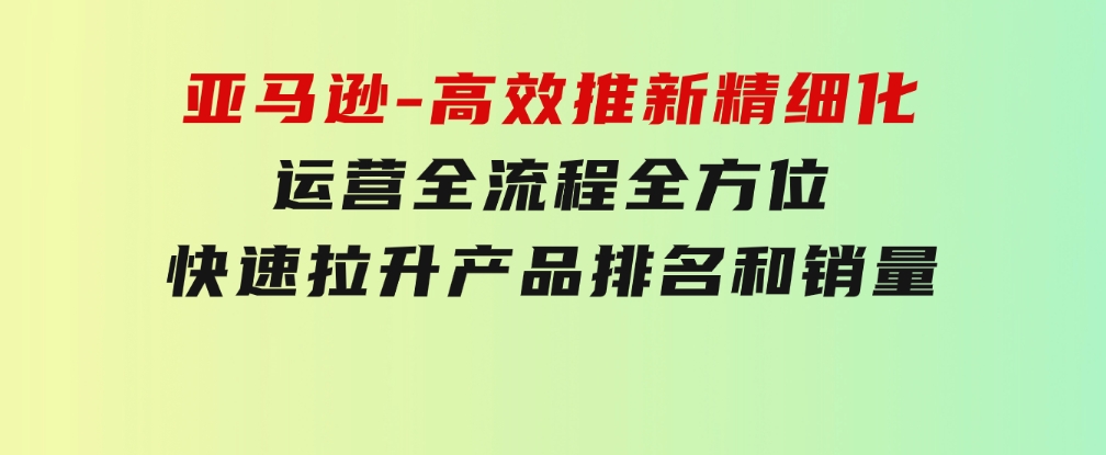 亚马逊-高效推新精细化运营全流程，全方位、快速拉升产品排名和销量-财仔梦想资源网