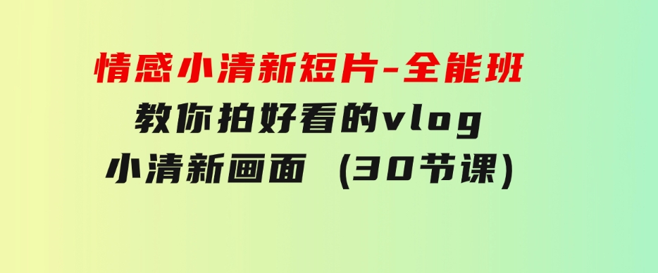 情感小清新短片-全能班，教你拍好看的vlog小清新画面(30节课)-财仔梦想资源网