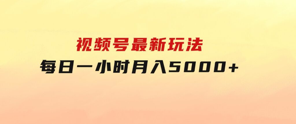 视频号最新玩法，每日一小时月入5000+-财仔梦想资源网