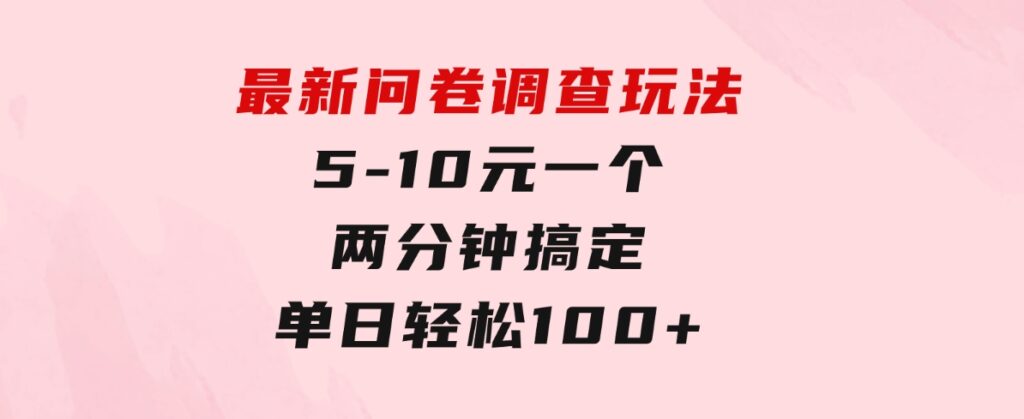 最新问卷调查玩法，5-10元一个，两分钟搞定，单日轻松100+-财仔梦想资源网