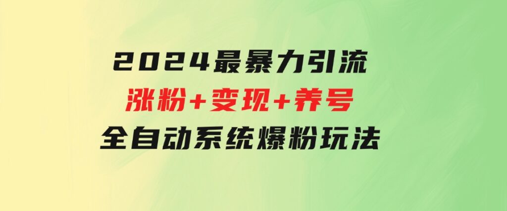 2024最暴力引流+涨粉+变现+养号全自动系统爆粉玩法-财仔梦想资源网
