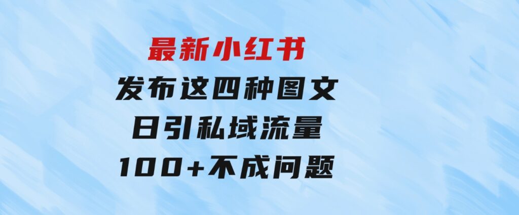 最新小红书发布这四种图文，日引私域流量100+不成问题，-财仔梦想资源网