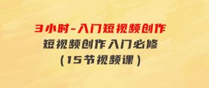 3小时-入门短视频创作：短视频创作入门必修（15节视频课）-财仔梦想资源网