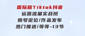 国际版Tiktok抖音运营流量实战班：账号定位/作品发布/热门推送/等等-13节-财仔梦想资源网