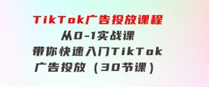 TikTok广告投放课程，从0-1实战课，带你快速入门TikTok广告投放（30节课）-财仔梦想资源网