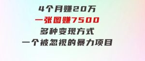 4个月赚20万！一张图赚7500！多种变现方式，一个被忽视的暴力项目-财仔梦想资源网