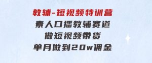 教辅-短视频特训营：素人口播教辅赛道做短视频带货，单月做到20w佣金-财仔梦想资源网