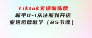 Tiktok实操训练营:新手0-1从注册到开店变现运营教学(25节课)-财仔梦想资源网