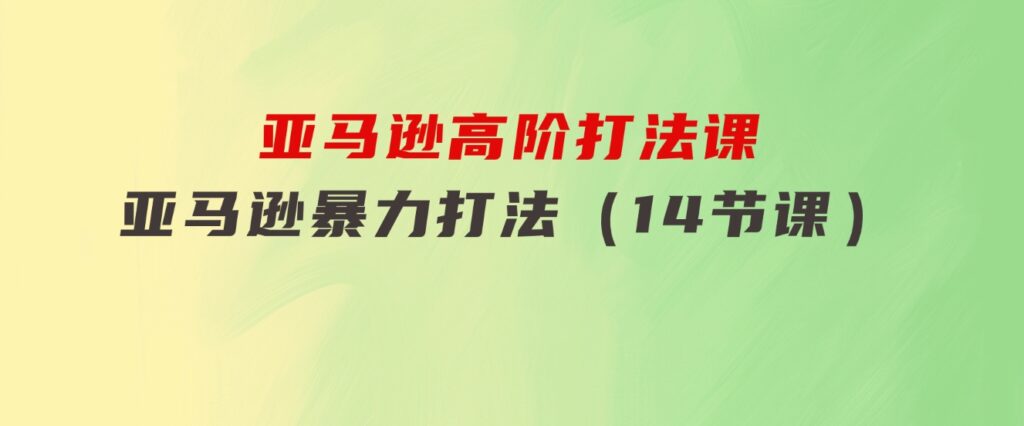 亚马逊高阶打法课，亚马逊暴力打法（14节课）-财仔梦想资源网
