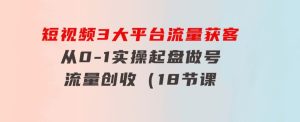 短视频3大平台·流量获客：从0-1实操起盘做号+流量创收（18节课）-财仔梦想资源网