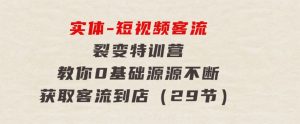 实体-短视频客流裂变特训营，教你0基础源源不断获取客流到店（29节）-财仔梦想资源网