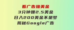 看广告，撸美金！3分钟赚2.5美金！日入200美金不是梦！揭秘Google广告…-财仔梦想资源网