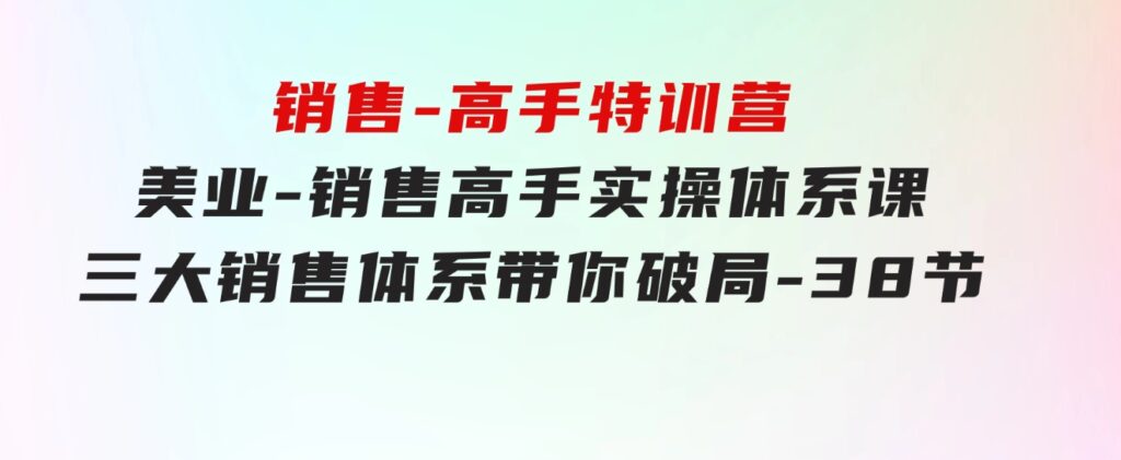 销售-高手特训营，美业-销售高手实操体系课，三大销售体系带你破局-38节-财仔梦想资源网