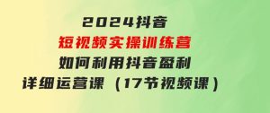 2024抖音短视频实操训练营：如何利用抖音盈利，详细运营课（17节视频课）-财仔梦想资源网