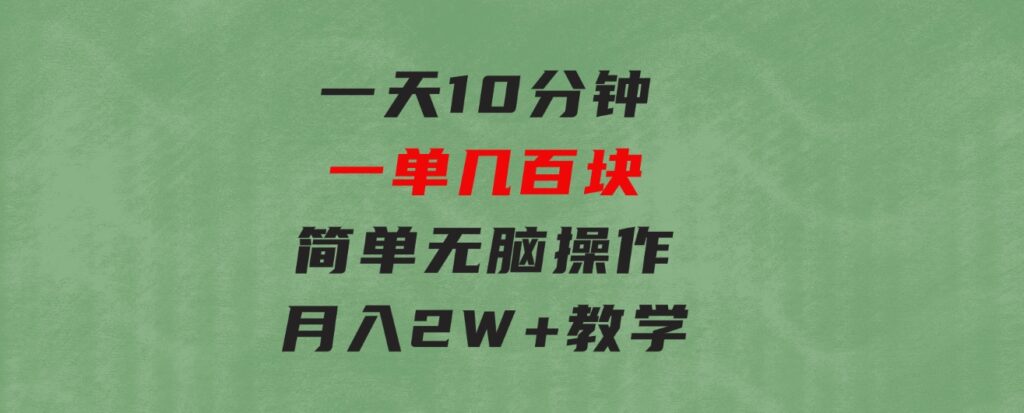 一天10分钟一单几百块简单无脑操作月入2W+教学-财仔梦想资源网