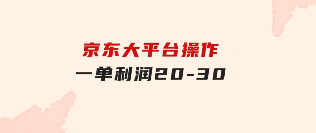 越早知道越能赚到钱的蓝海项目：京东大平台操作，一单利润20-30-财仔梦想资源网