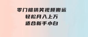 零门槛搞笑视频搬运，轻松月入上万，适合新手小白-财仔梦想资源网