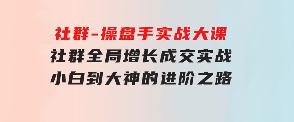 社群-操盘手实战大课：社群全局增长成交实战，小白到大神的进阶之路-财仔梦想资源网