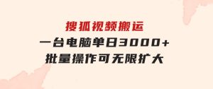 搜狐视频搬运，一台电脑单日3000+，批量操作，可无限扩大-财仔梦想资源网