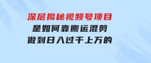 深层揭秘视频号项目，是如何靠搬运混剪做到日入过千上万的-财仔梦想资源网