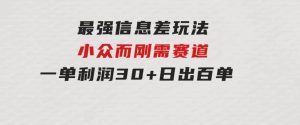最强信息差玩法小众而刚需赛道一单利润30+日出百单做就100%挣钱-财仔梦想资源网