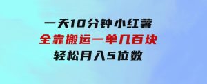 一天10分钟小红薯全靠搬运一单几百块轻松月入5位数-财仔梦想资源网