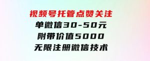 视频号托管点赞关注，单微信30-50元，附带价值5000无限注册微信技术-财仔梦想资源网