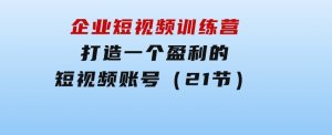 企业短视频训练营：打造一个盈利的短视频账号（21节）-财仔梦想资源网
