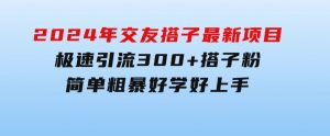 2024年交友搭子最新项目，极速引流300+搭子粉，简单粗暴，好学好上手-财仔梦想资源网