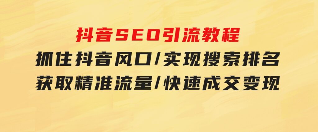 抖音SEO引流教程：抓住抖音风口/实现搜索排名/获取精准流量/快速成交变现-财仔梦想资源网