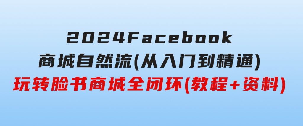 2024Faceboo商城自然流(从入门到精通)，玩转脸书商城全闭环(教程+资料)-财仔梦想资源网
