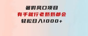 暑假风口项目，有手就行，老奶奶都会，轻松日入1000+-财仔梦想资源网