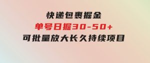 快递包裹掘金单号日掘30-50+可批量放大长久持续项目-财仔梦想资源网