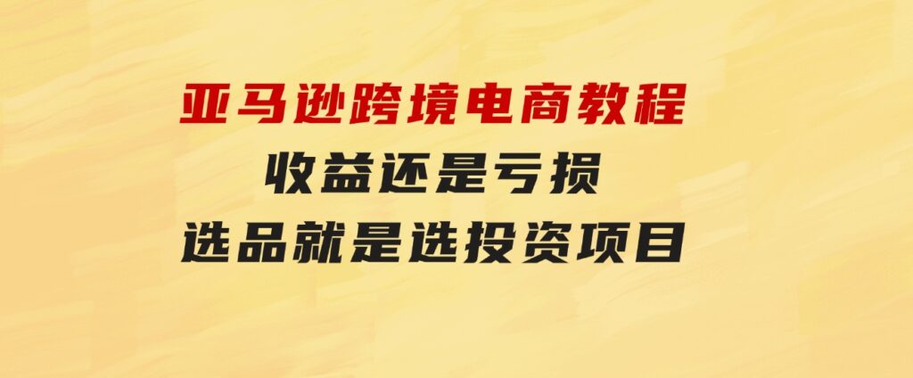 亚马逊跨境电商教程：收益还是亏损！选品就是选投资项目-财仔梦想资源网