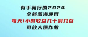 有手就行的2024全新蓝海项目，每天1小时收益几十到几百，可放大操作收-财仔梦想资源网