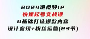 2024短视频IP快速起号实战课，0基础打造爆款内容设计变现+粉丝运营(23节)-财仔梦想资源网