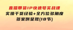 直播带货IP快速号实战课，实操干货经验+全方位多角度+多案例呈现(18节)-财仔梦想资源网