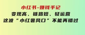 小红书-赚钱手记，变现高、链路短、轻运营，这波“小红薯风口”不能再错过-财仔梦想资源网