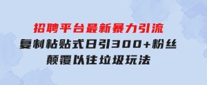 招聘平台最新暴力引流，复制粘贴式日引300+粉丝，颠覆以往垃圾玩法，-财仔梦想资源网