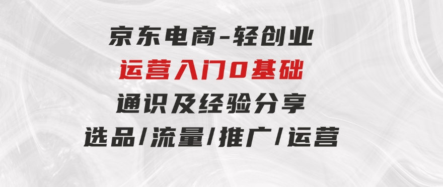 京东电商-轻创业运营入门0基础通识及经验分享：选品/流量/推广/运营-财仔梦想资源网