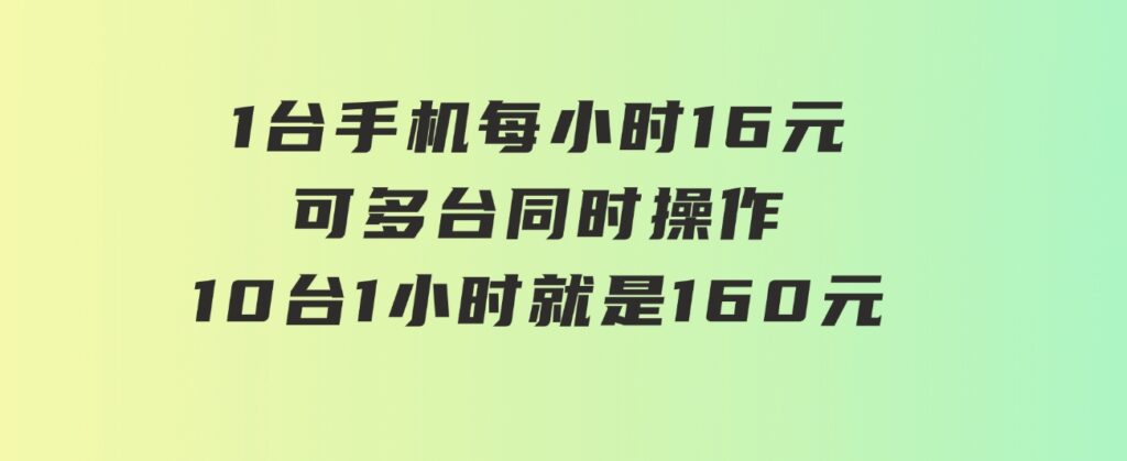 0撸项目一台手机一小时16元可多台同时操作10台就是一小时160元不养鸡-财仔梦想资源网