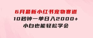 6月最新小红书宠物赛道，10秒钟一单，日入2000+，小白也能轻松学会-财仔梦想资源网