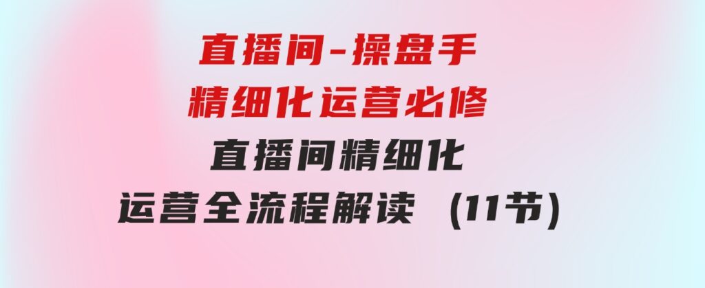 直播间-操盘手精细化运营必修，直播间精细化运营全流程解读(11节)-财仔梦想资源网