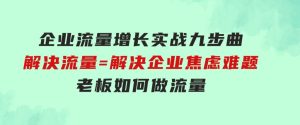 企业流量增长实战九步曲，解决流量=解决企业焦虑难题，老板如何做流量-财仔梦想资源网
