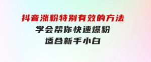 抖音涨粉特别有效的方法，学会帮你快速爆粉，适合新手小白-财仔梦想资源网