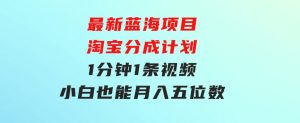 最新蓝海项目淘宝分成计划1分钟1条视频小白也能月入五位数-财仔梦想资源网