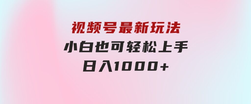 视频号最新玩法，小白也可轻松上手，日入1000+-财仔梦想资源网